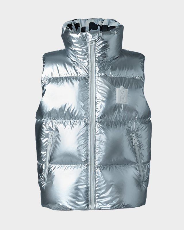 Kid's Charlee Metallic Puffer Vest, Size 8-